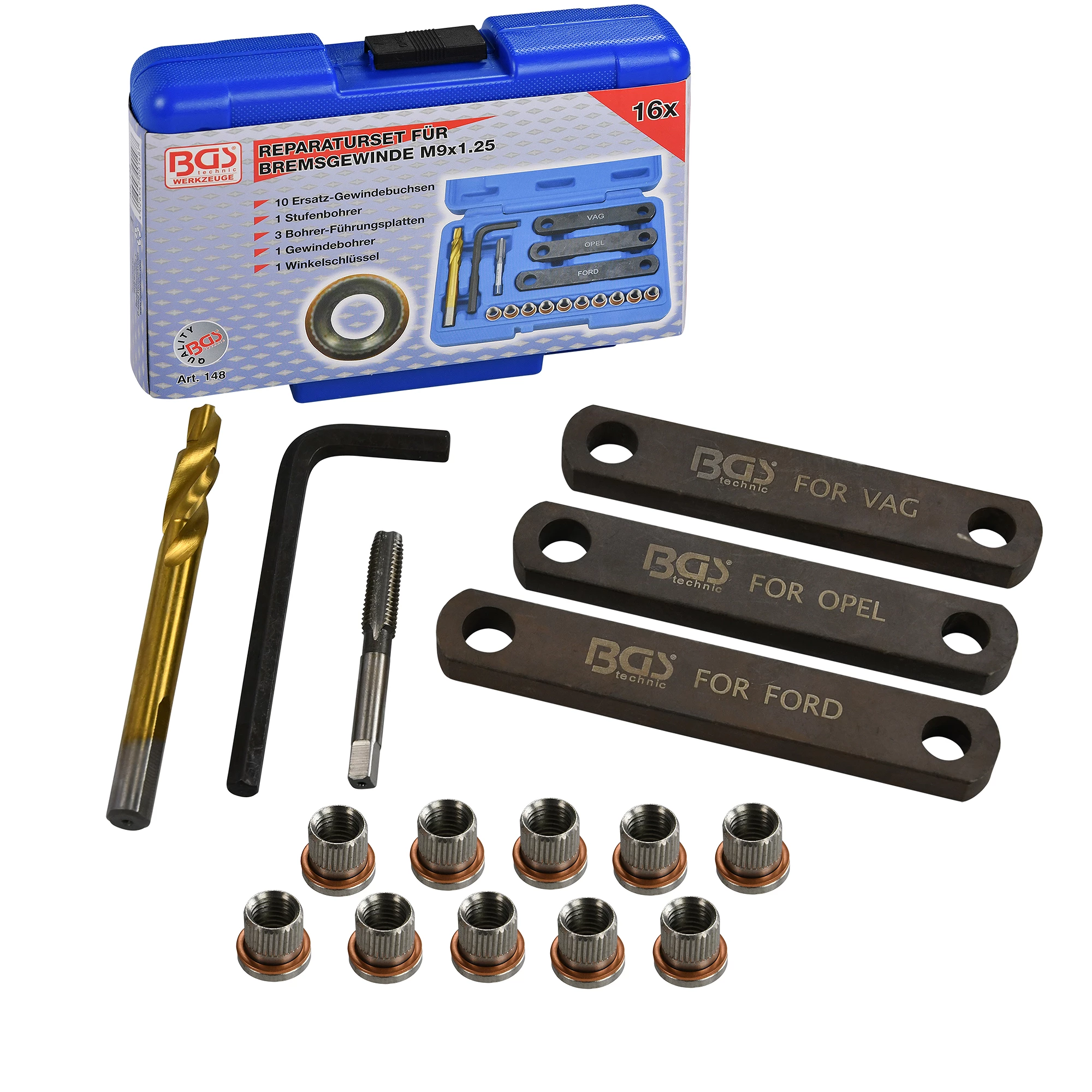 kompatibles Handwerkzeug-Set für Autoreparatur Set M9 x 1,25 mm BestsQ Gewinde Set M9–1,25 metrisches Gewinde 