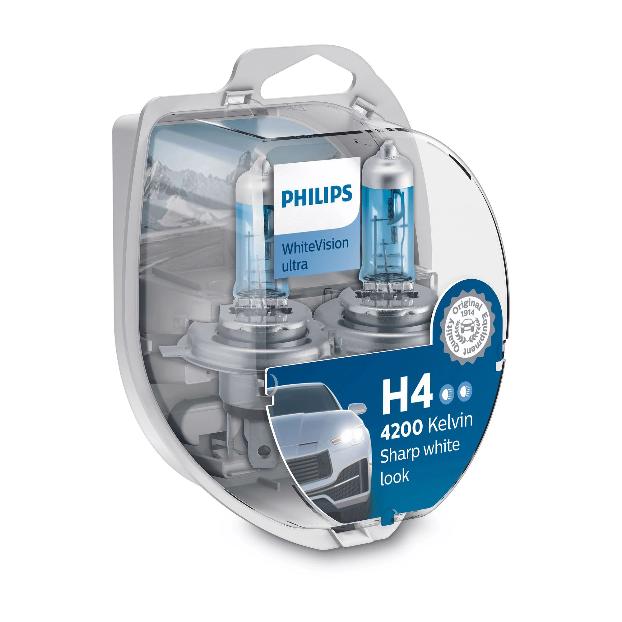PHILIPS H4 WhiteVision ultra Fahrzeugscheinwerferlampe 12342WVUSM günstig  online kaufen
