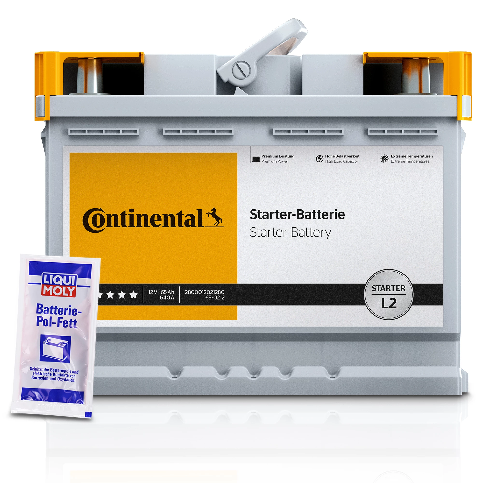 Continental Starter 2800012018280 Batterie 12V 50Ah 500A B13 Blei-Kalzium- Batterie (Pb/Ca), Bleiakkumulator 2800012018280