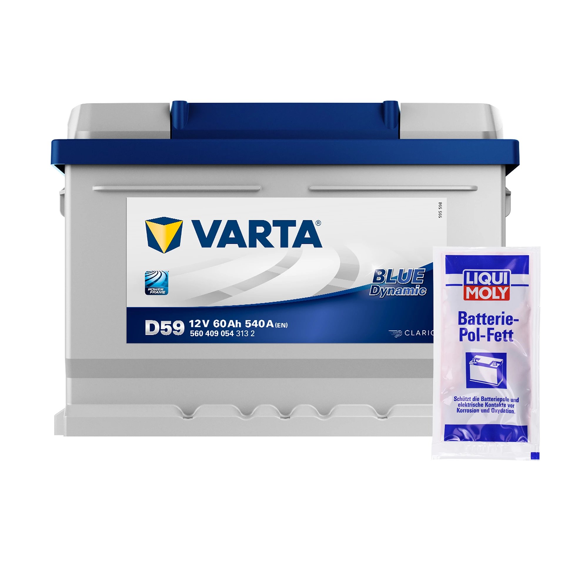 VARTA Starterbatterie Blue 60Ah 540 A D59 + Pol-Fett 10g