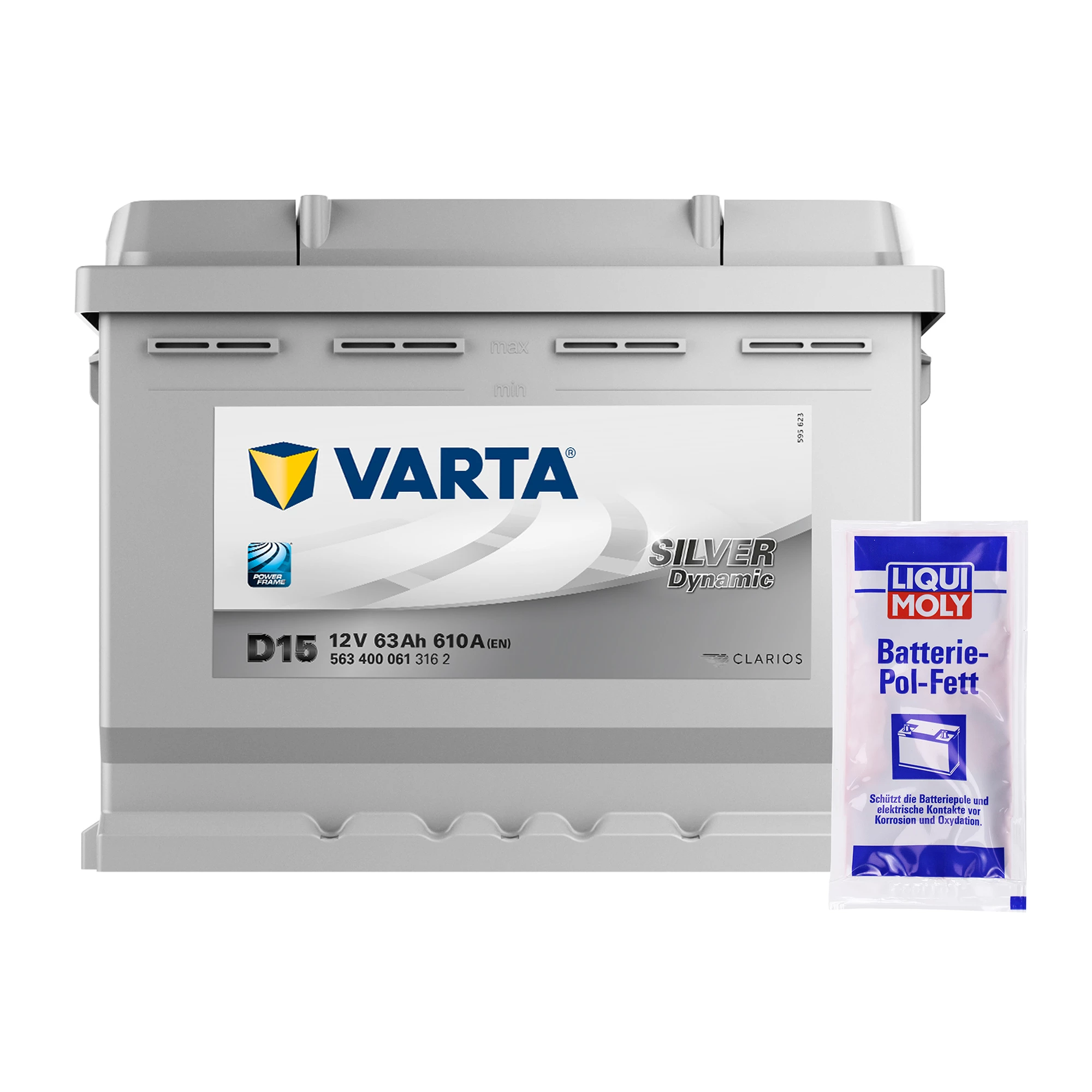 VARTA Starterbatterie Silver 63Ah 610A D15+ Pol-Fett 10g