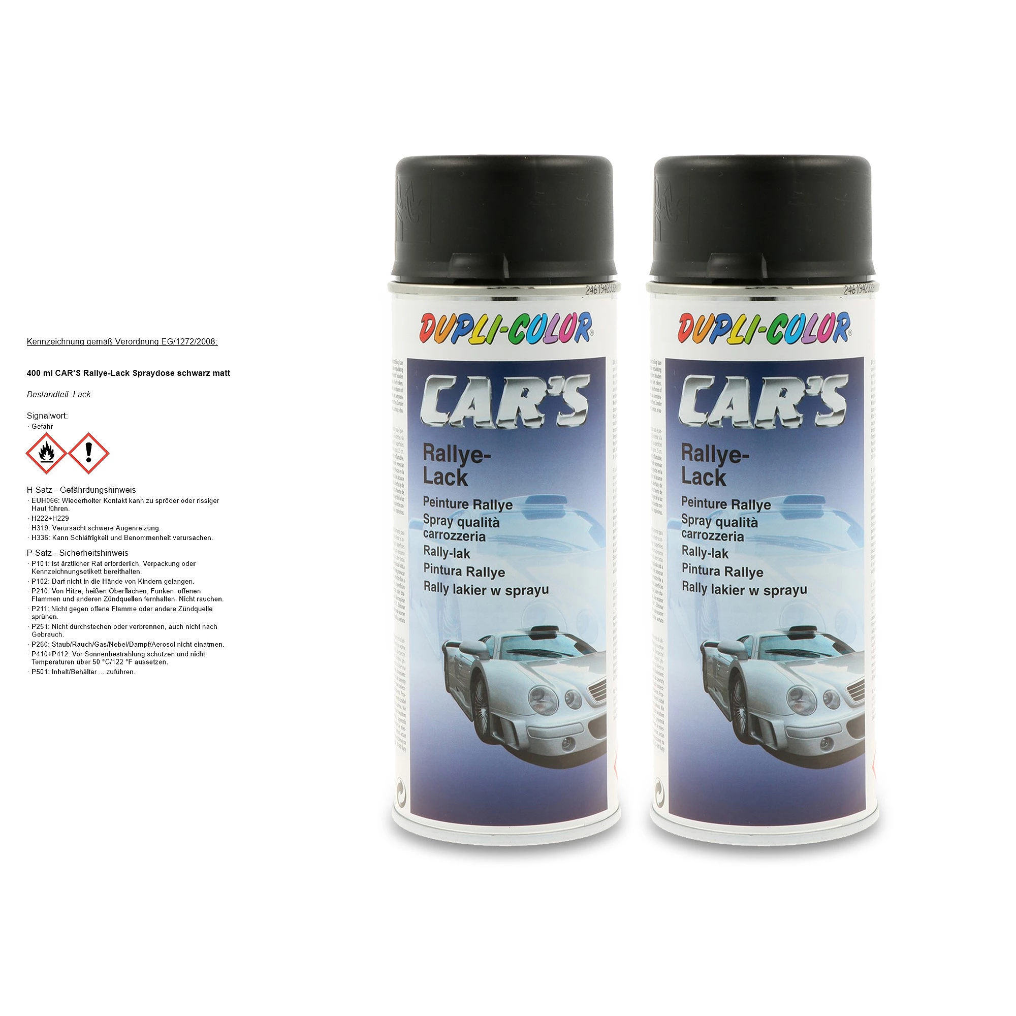 DUPLI COLOR 2x 400 ml CAR'S Rallye-Lack Spraydose schwarz matt 385872  günstig online kaufen