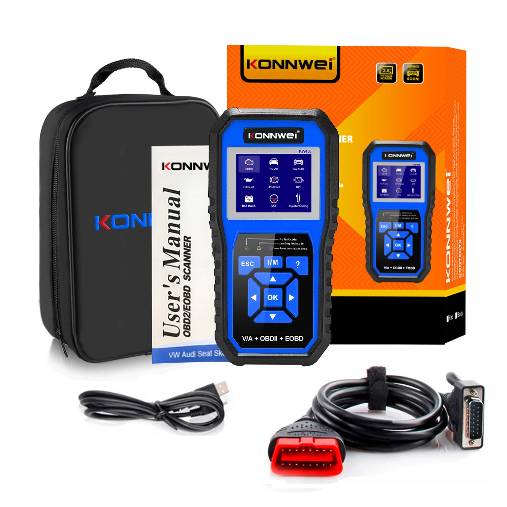 Konnwei KW450 OBD II Diagnosegerät (Full System) für VW/Audi/Skoda