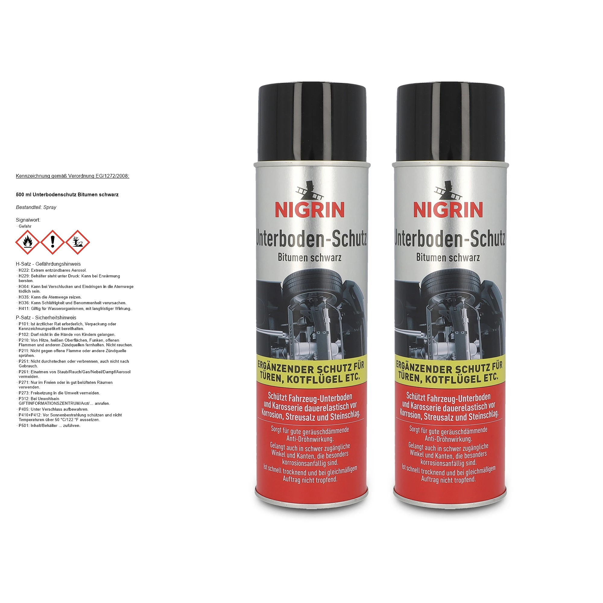 NIGRIN 2x 500 ml Unterbodenschutz Bitumen schwarz 74034 günstig