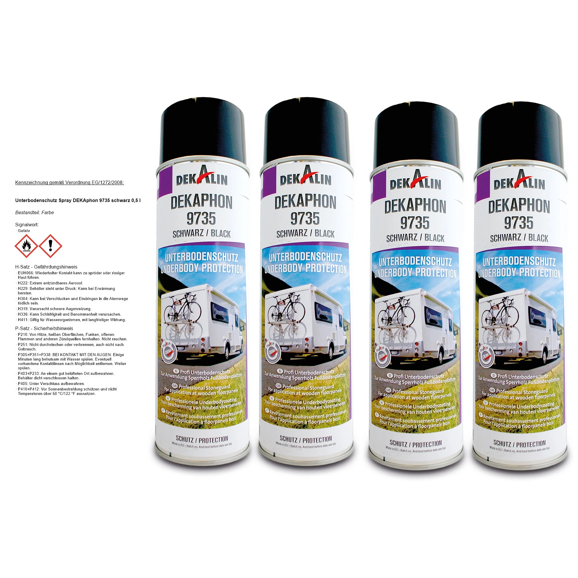 DEKALIN 4x Unterbodenschutz Spray DEKAphon 9735 schwarz 0,5 l 9944012  günstig online kaufen