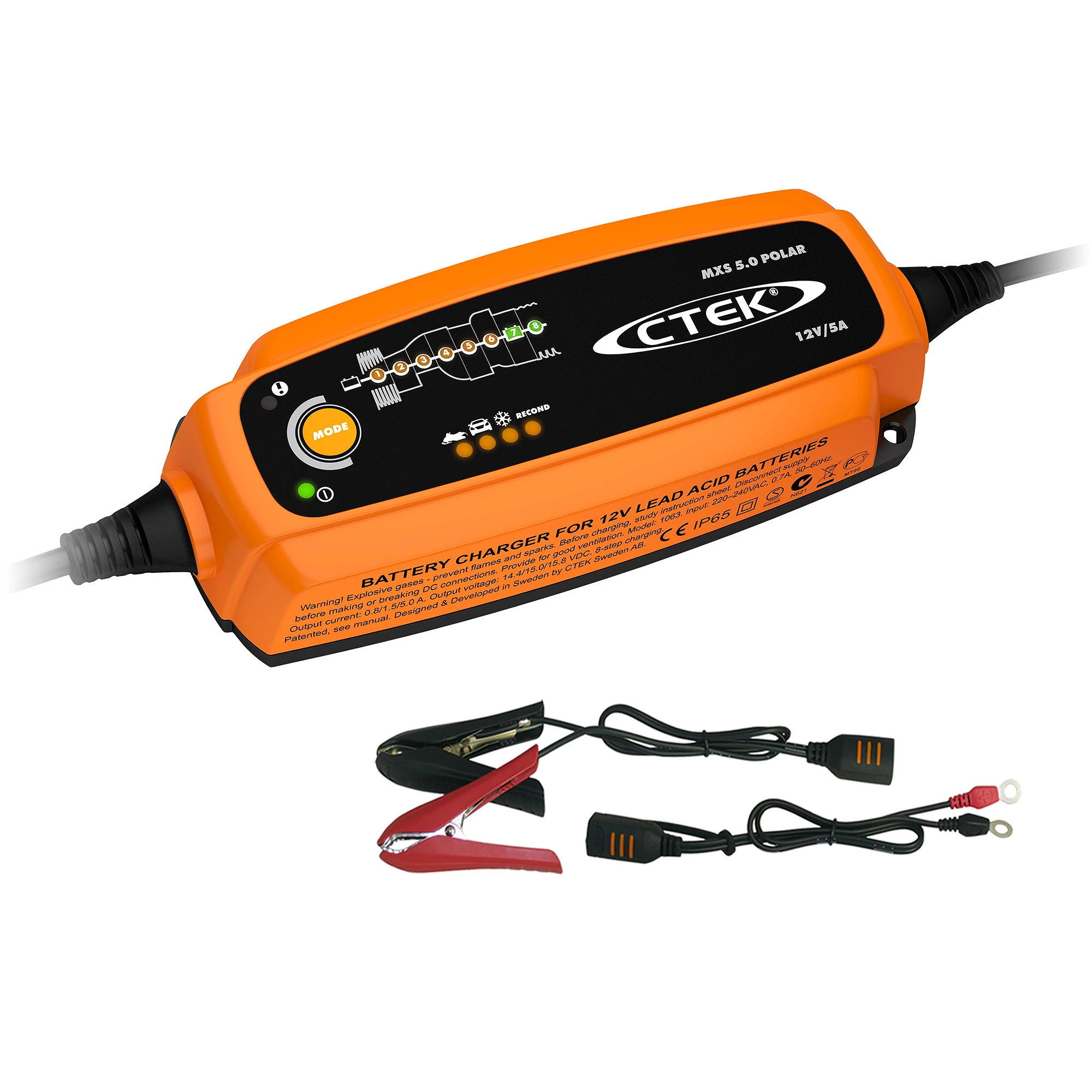 CTEK MXS 5.0 Polar (56-855) Batterie-Ladegerät, vollautomatisch u.a. für  Auto, Boot u.a. 12V 5A