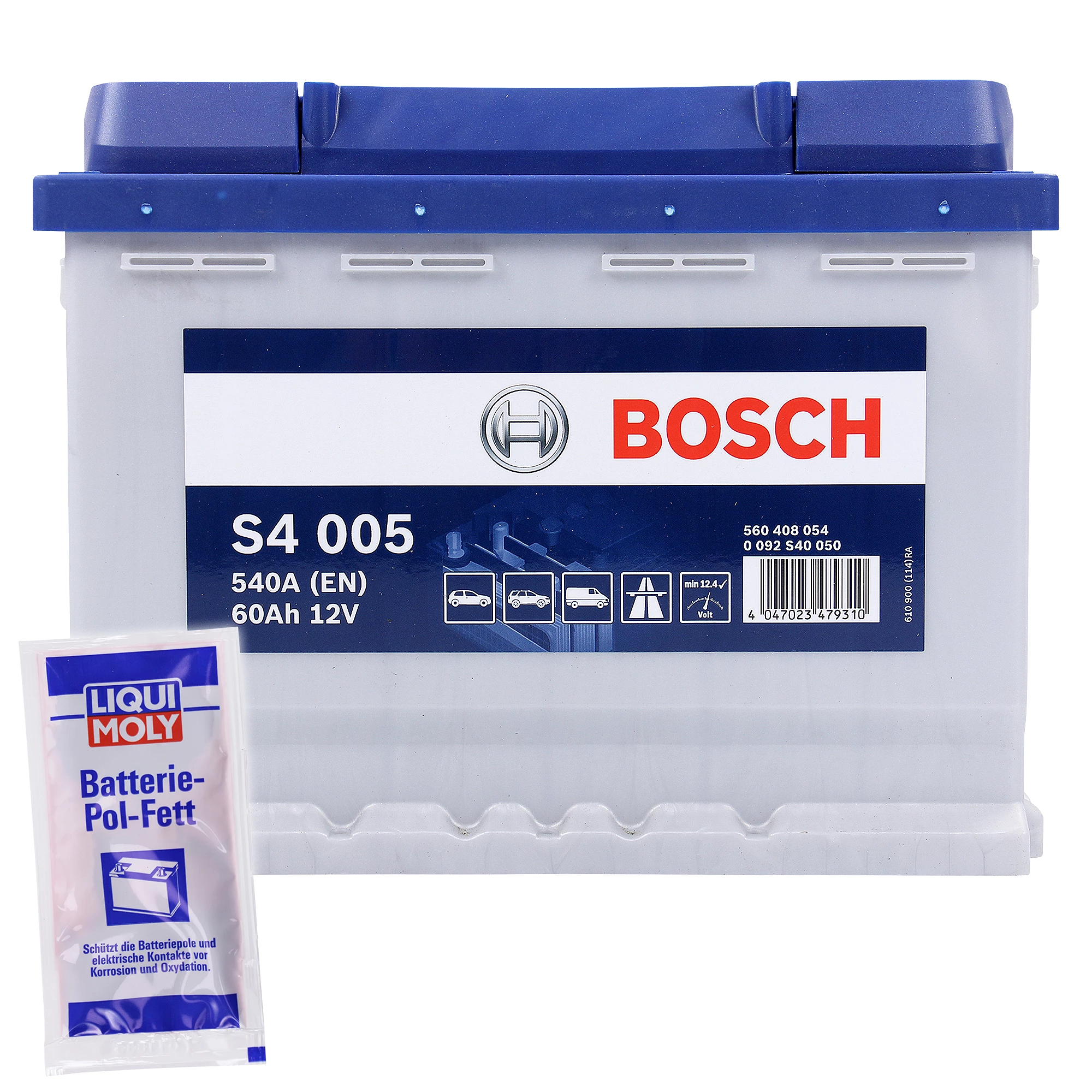 BOSCH Starterbatterie S4 005 60Ah 540A 12V + 10g Pol-Fett 0092S40050  günstig online kaufen