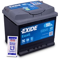 Excell EB500 Starterbatterie 50Ah 450A + 10g Batterie-Pol-Fett