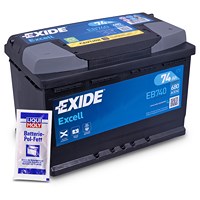 Excell EB740 Starterbatterie 74Ah 680A + 10g Batterie-Pol-Fett