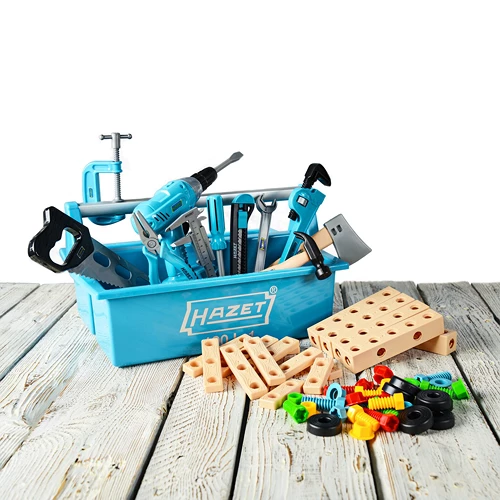 Juniortool Kinderspielzeug Werkzeugsatz + Kunststoff Tragekasten