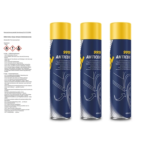 3x 650ml Anticor Spray Schwarz Unterbodenschutz