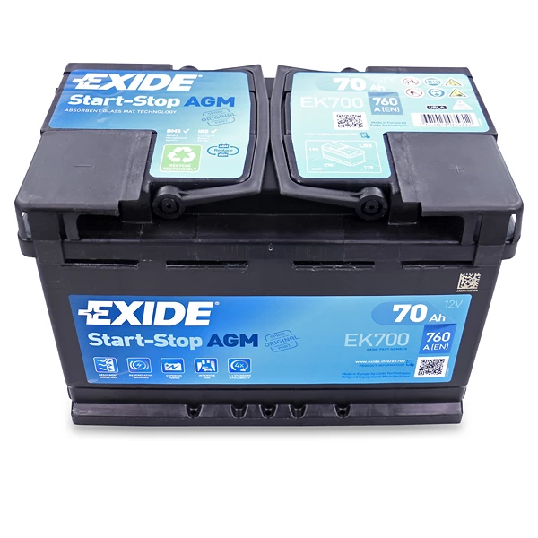  Exide Technologies AGM EK700 Batterie de Voiture 70Ah 760A  Start Stop