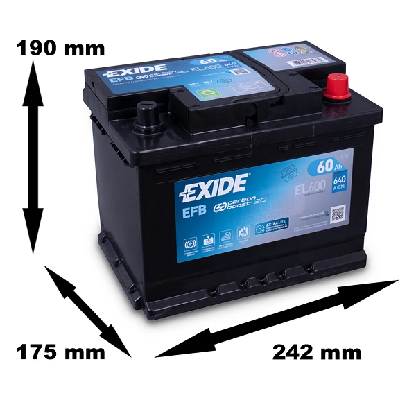 EXIDE EL600 EFB Starterbatterie 60Ah 640A EL600 günstig online kaufen