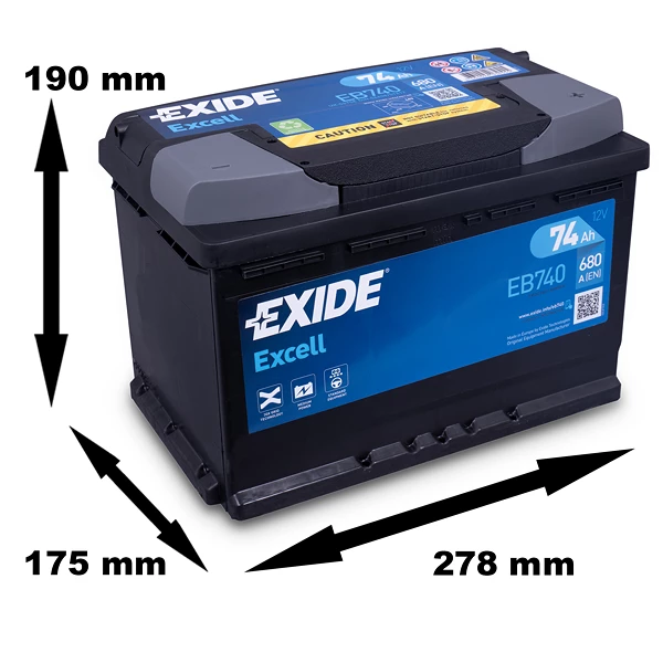 EXIDE Excell EB740 Starterbatterie 74Ah 680A EB740 günstig online kaufen