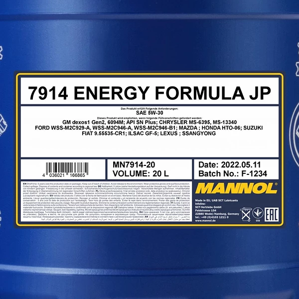 MANNOL 20 L Energy Formula JP 5W-30 Motoröl MN7914-20 günstig online kaufen
