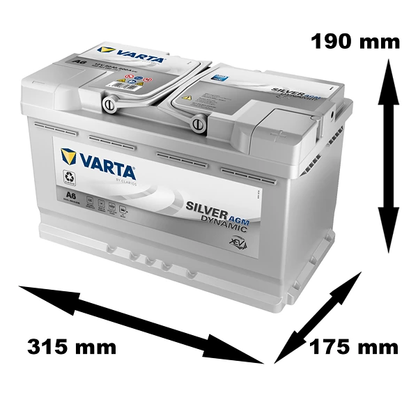 VARTA Starterbatterie 80Ah F21 (A6) Silver Dynamic AGM xEV 580 901
